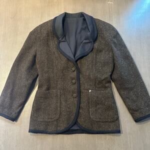 New Man Women’s Elegant Retro Dark Brown Wool Blazer